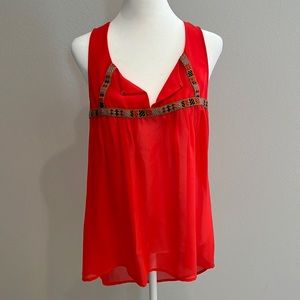 Aqua Orange/Red Blouse